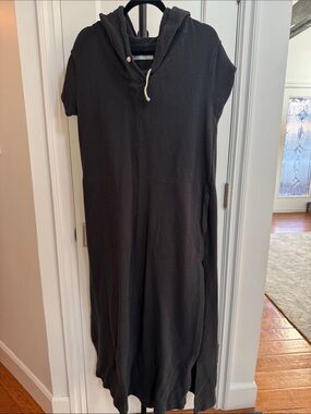 Free People Black Hooded Short-Sleeve Maxi Dress